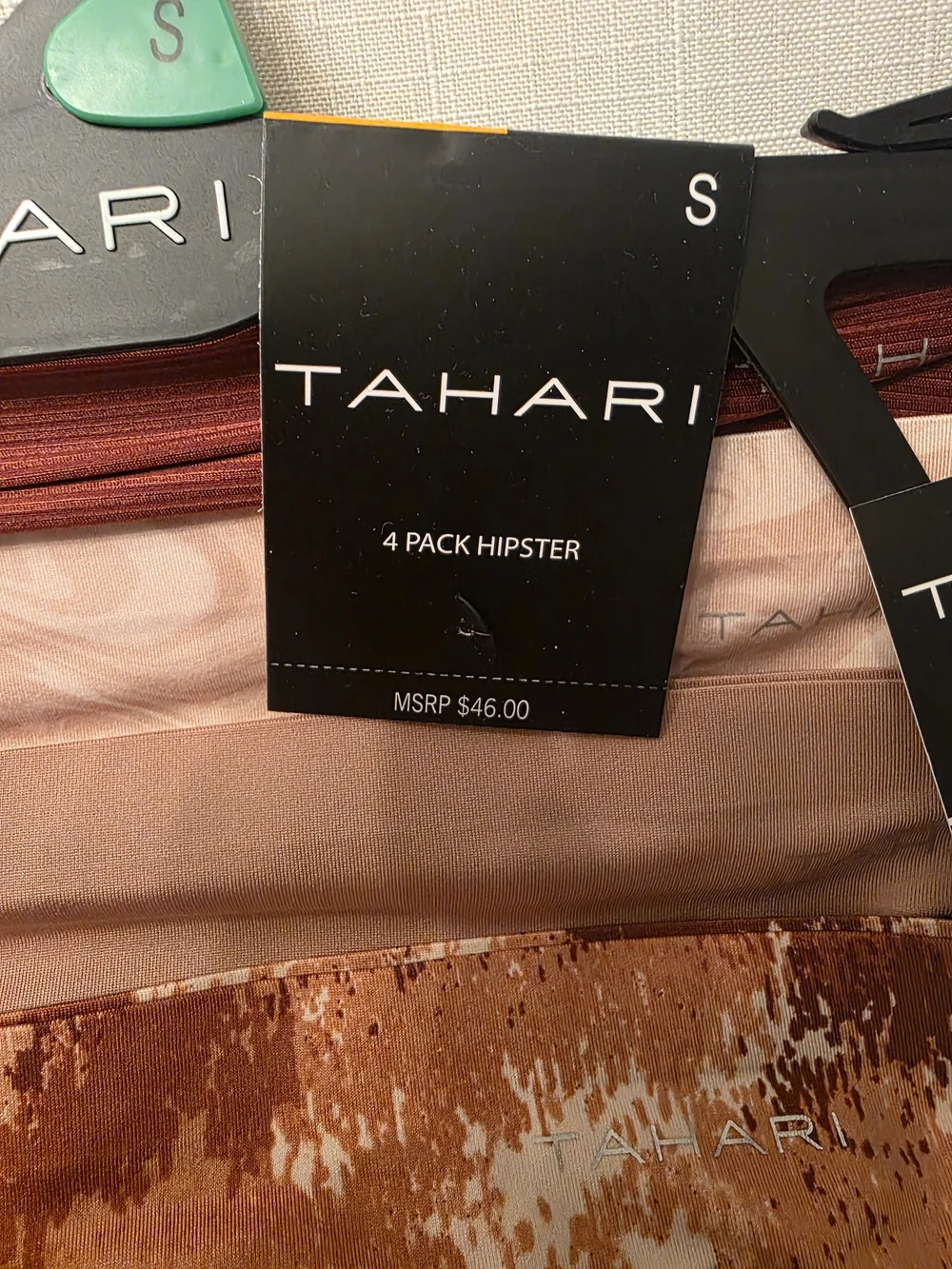 NWT Tahari 4 Pack Rust Multi-Color Women's Laser Cut Hipsters